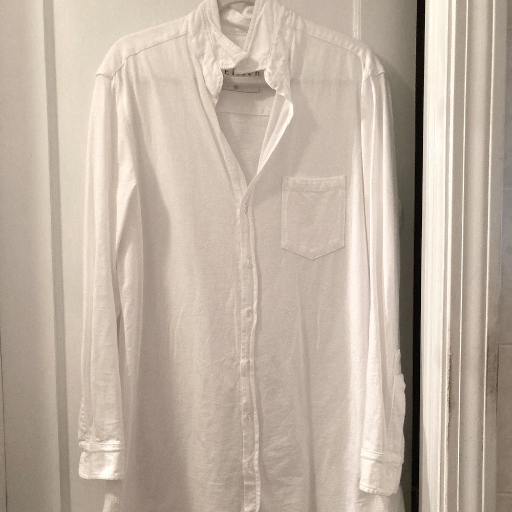 Frank & Eileen White Cotton Shirtdress, Medium